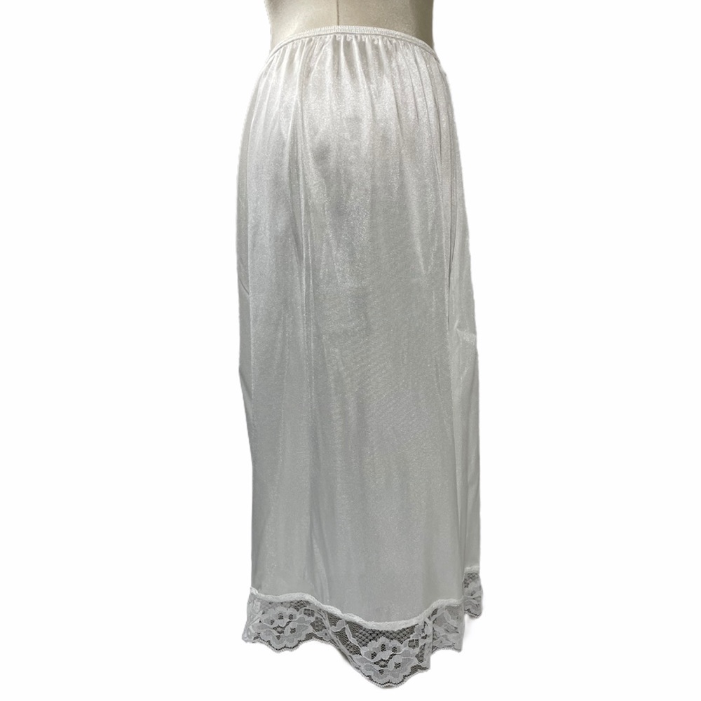 Vintage Lace Satin Silk Slip Skirt Romantic Pin Up Lingerie White Half Slip - Picture 6 of 13
